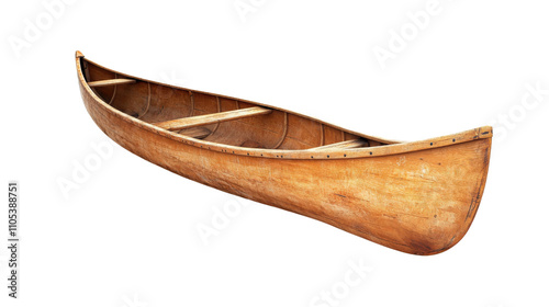 beautifully crafted wooden canoe with smooth finish and natural grain, perfect for outdoor adventures and water activities