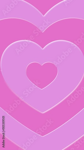 Pink Hypnotic heart shaped tunnel. Y2k trendy design wallpapper psychedelic 4k seamless looped animated vertical vdo background.