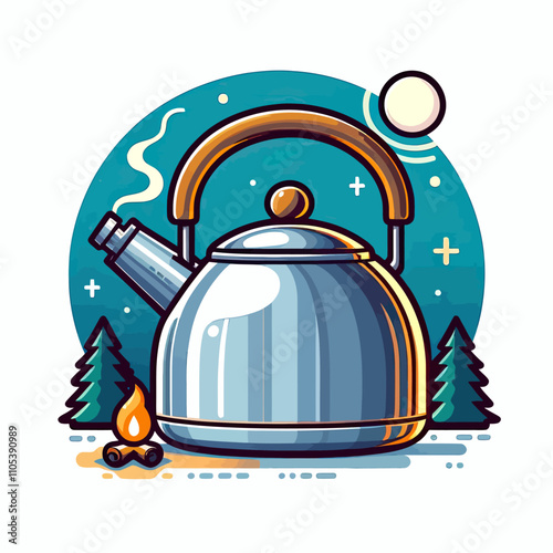 illustration of a kettle on the stove