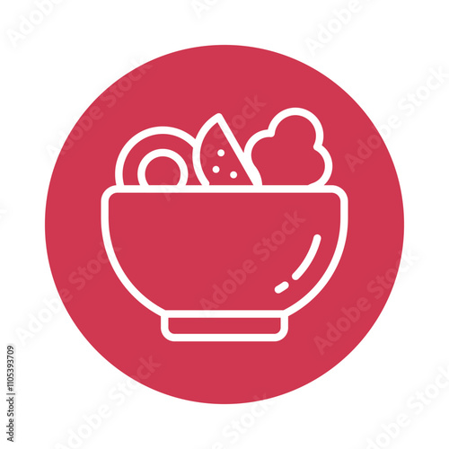 Salad Vector Circle Outline Icon. Eps 10 File