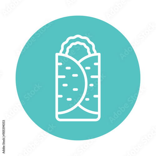 Burrito Vector Circle Outline Icon. Eps 10 File