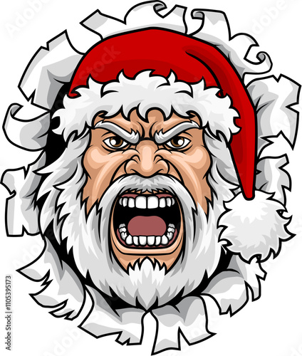 An angry Santa Claus father Christmas cartoon character mascot