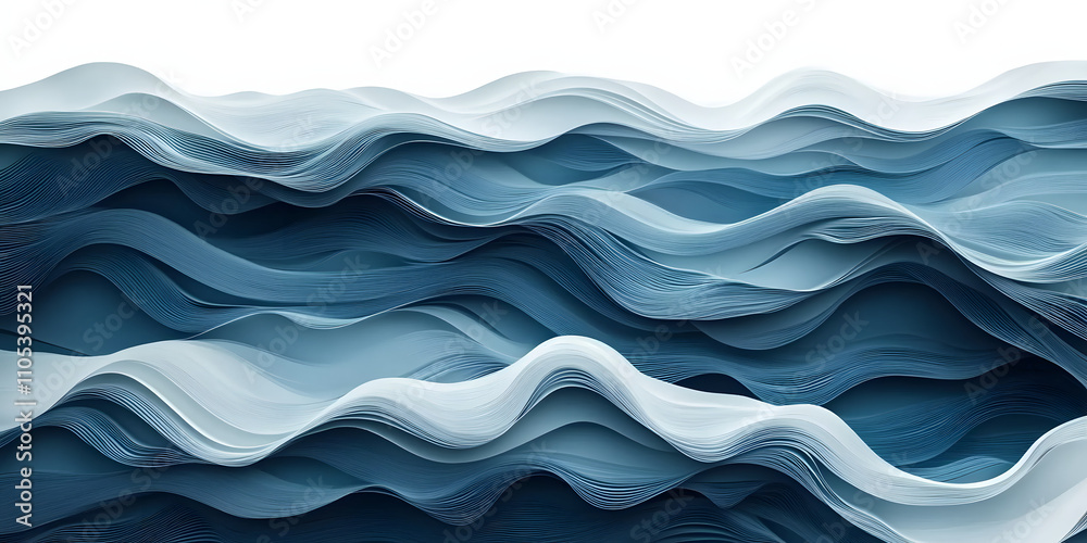Fototapeta premium Abstract Papercut Blue Waves Background