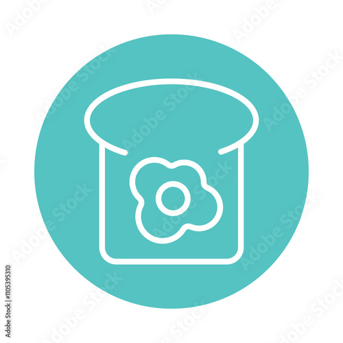 Bread Omelette Vector Circle Outline Icon. Eps 10 File