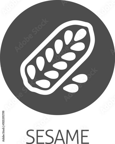 A sesame seed and capsule pod food allergen icon concept. Possibly an icon for the allergen or allergy.