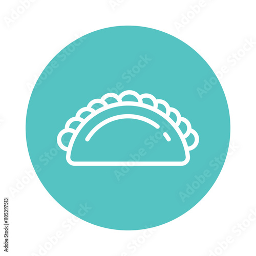 Empanada  Vector Circle Outline Icon. Eps 10 File