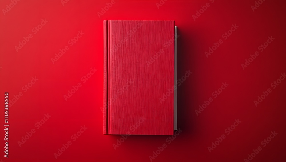 A single red book stands out against a vibrant red background. The rich color creates a bold and striking image. A single red book stands out against a vibrant red background. The rich color creates a bold and striking image.