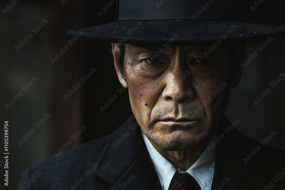 Generative AI Portrait of Man in Retro Detective Style, Noir Film Character Look Generative AI Portrait of Man in Retro Detective Style, Noir Film Character Look