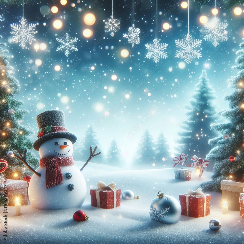 Obraz premium snowman with gifts