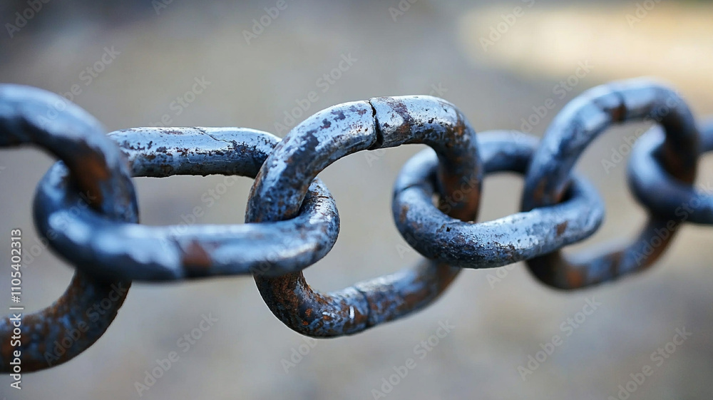 Chain link close-up industrial setting macro photography urban environment detail view ai generated imagery concept Chain link close-up industrial setting macro photography urban environment detail view ai generated imagery concept
