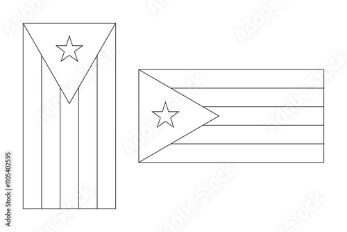 vertical and horizontal outline of cuba or puerto rico flag. vector illustration