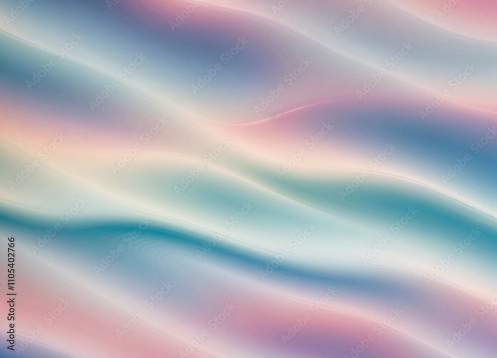 Fototapeta premium Soft pastel gradient with flowing wavy lines.