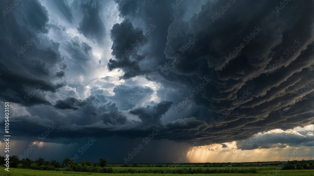 Dramatic sky with storm clouds before rain. Panoramic view of the stormy sky and dark clouds. Concept on the theme of weather, natural disasters, typhoon. Dramatic sky with storm clouds before rain. Panoramic view of the stormy sky and dark clouds. Concept on the theme of weather, natural disasters, typhoon.