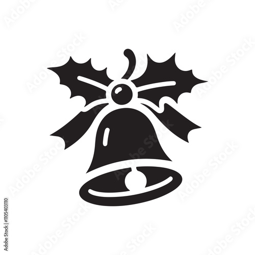 christmas bell with holly leaf