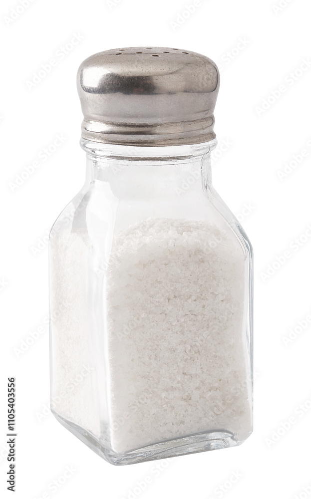 Salt shaker isolated. Heap of organic salt on white background. Salt shaker isolated. Heap of organic salt on white background.