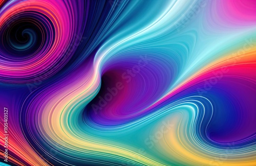 Bold rainbow abstract swirl with glowing accents.
