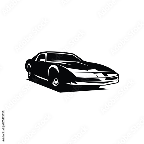 knight rider car. vector silhouette isolated on white background seen from the side. Best for badges, emblems, icons, sticker designs, automotive industry.