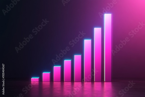 Earnings and prospect concept. Neon growth chart on dark background Free Download Earnings and prospect concept. Neon growth chart on dark background - GFXLoad