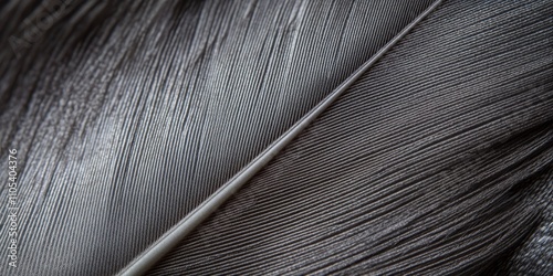 Macro photo of a gray feather from a pigeon, showcasing the intricate texture and details of the gray feather. This stunning macro image highlights the beauty of gray feather elements.