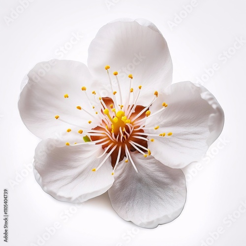 1 Japanese Apricot flower, white background