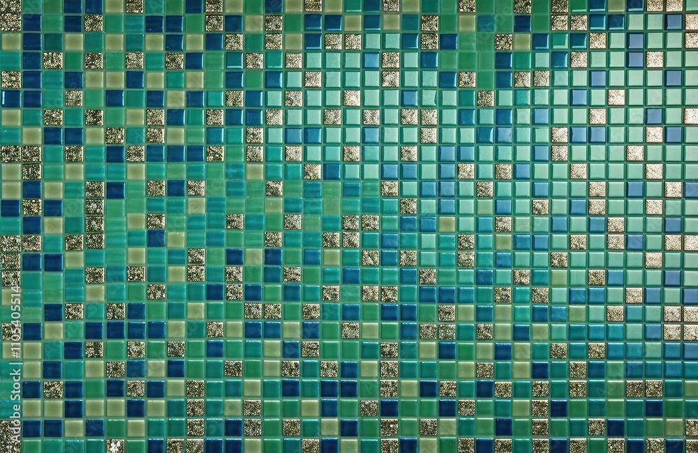 Fototapeta premium Blue mosaic tiles with glitter accents.