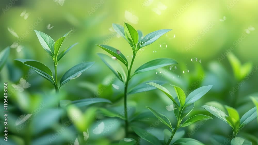 Lush green foliage with soft bokeh on a calm nature background Lush green foliage with soft bokeh on a calm nature background