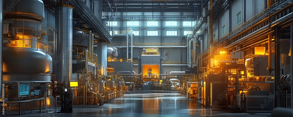 custom made wallpaper toronto digitalA modern industrial facility showcasing advanced machinery and technology in a spacious environment filled with operational energy.