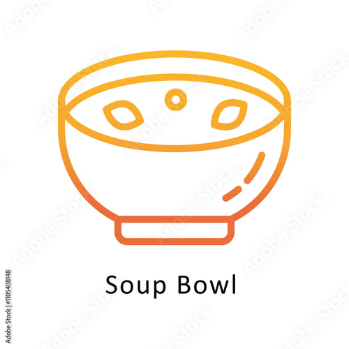 Soup Bowl  vector outline Gradient Icon.Eps 10 file