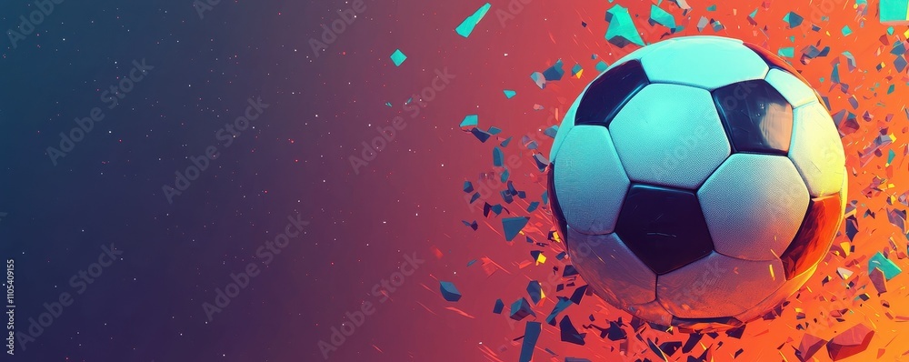 Fototapeta premium Abstract Soccer Ball Explosion Dynamic Sports Background