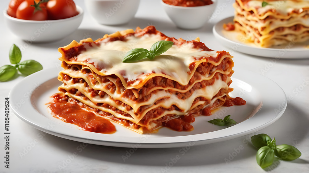 Homemade Lasagna with Golden Cheese and Bubbling Tomato Sauce Homemade Lasagna with Golden Cheese and Bubbling Tomato Sauce