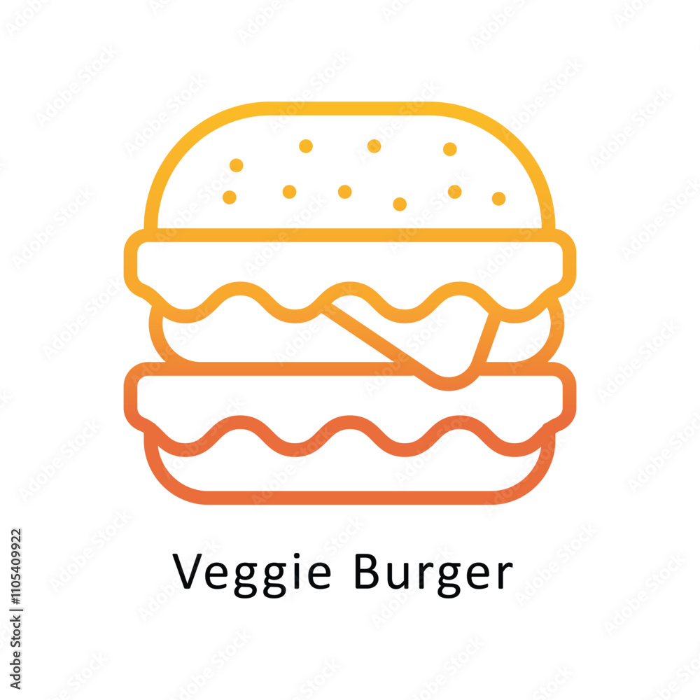 Veggie Burger  vector outline Gradient Icon.Eps 10 file