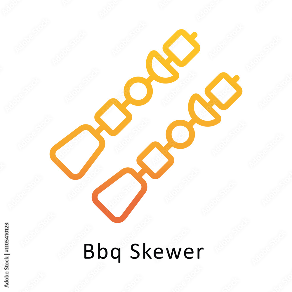 Fototapeta premium Bbq Skewer vector outline Gradient Icon.Eps 10 file