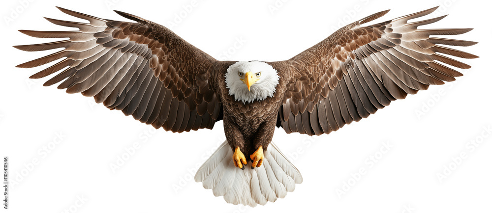 Obraz premium PNG Bald eagle flying with wings spread wide