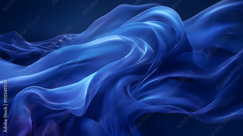 Fototapeta premium Abstract Blue Fabric Waves Background Illustration