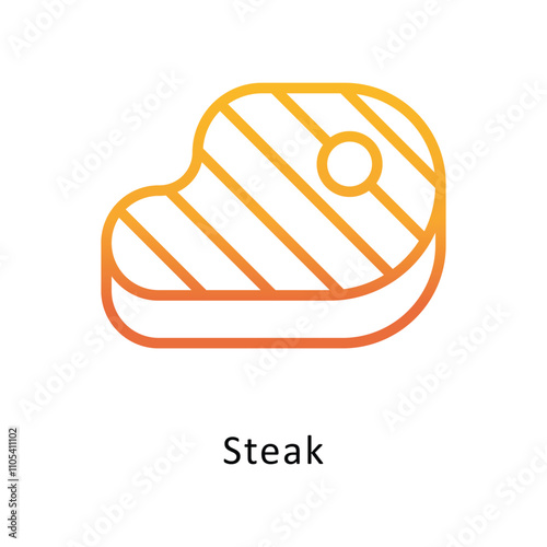 Steak  vector outline Gradient Icon.Eps 10 file