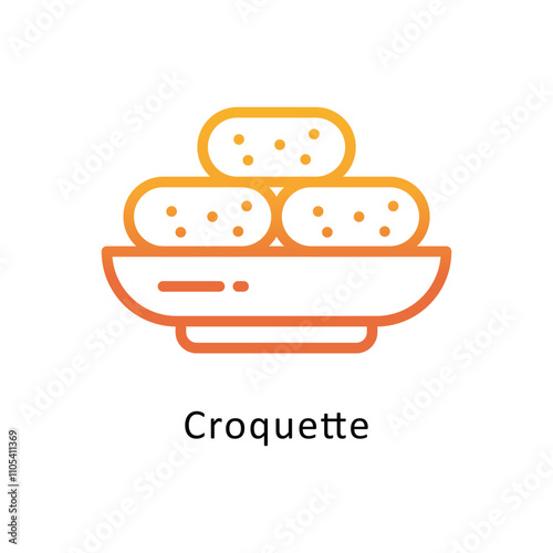 Croquette  vector outline Gradient Icon.Eps 10 file