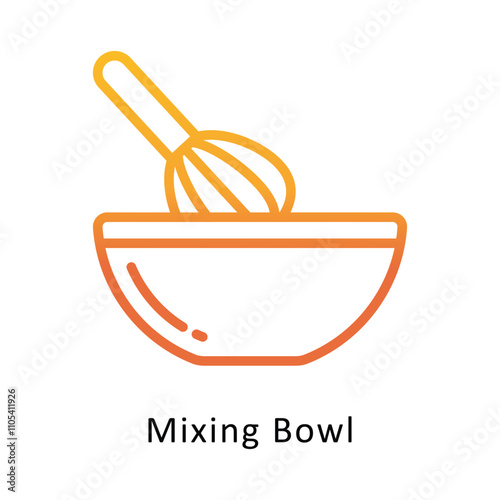 Mixing Bowl  vector outline Gradient Icon.Eps 10 file