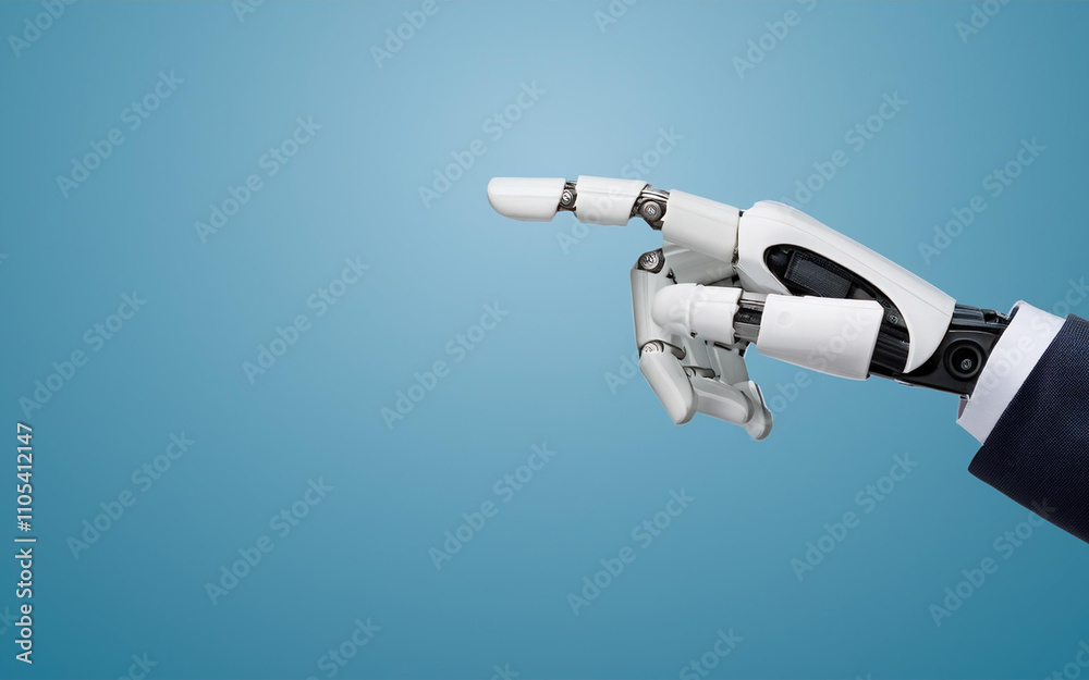 robot hand point at isolated robot hand point at isolated