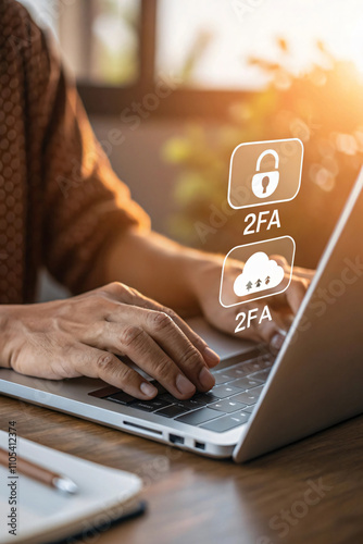 Secure online access with two factor authentication on laptop
