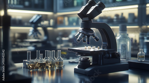 Lab with microscopes specializing in analyzing intricate chemical reactions, 8k, hyper realistic.