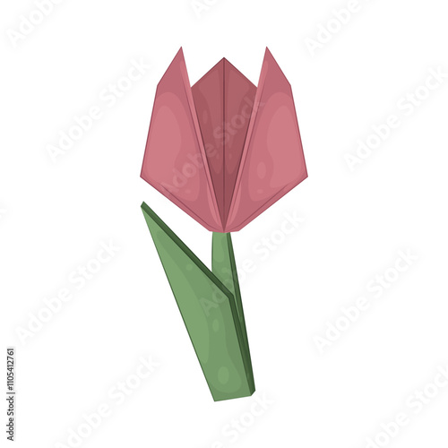Illustration of origami tulip 