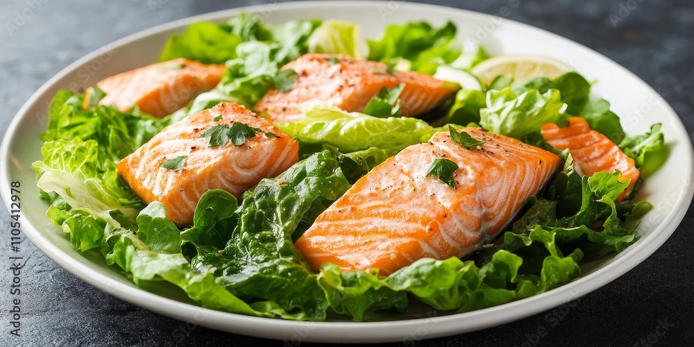 Fresh green salad featuring tender salmon and crisp lettuce, this vibrant green salad combines the flavors of salmon and lettuce for a nutritious and delicious meal option. Fresh green salad featuring tender salmon and crisp lettuce, this vibrant green salad combines the flavors of salmon and lettuce for a nutritious and delicious meal option.