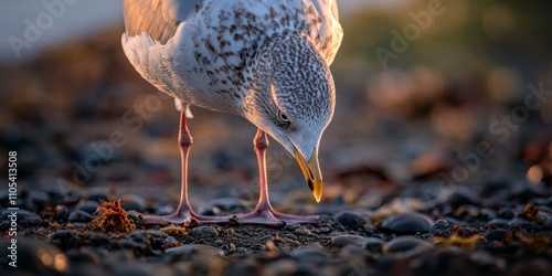Wallpaper Mural Close up of a wild seagull on the ground, showcasing the intricate details and textures of the wild seagull s feathers and surroundings. Capturing the essence of a wild seagull in its habitat. Torontodigital.ca