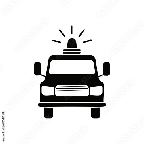 Black police car icon vector template