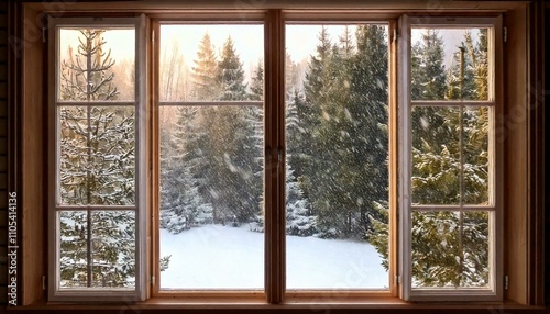 view from the window of a pleasant snowfall 