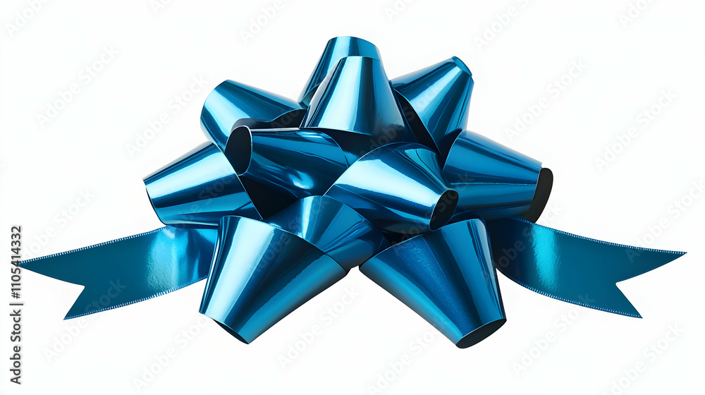 Vibrant Teal Gift Bow with Shiny Ribbon, Isolated on White Background Vibrant Teal Gift Bow with Shiny Ribbon, Isolated on White Background