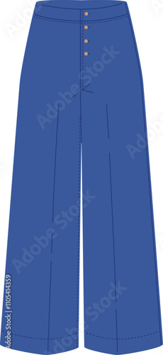 Wide jeans cartoon icon. Leg fashion clothes
