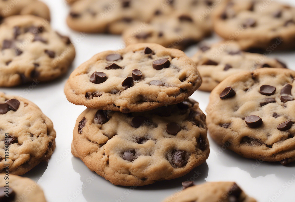 Chocolate Chip Cookies Arrangement Isolated on White Transparent Background Element Chocolate Chip Cookies Arrangement Isolated on White Transparent Background Element