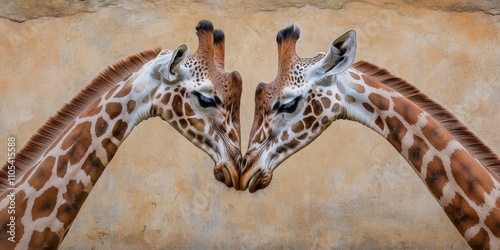 Adult giraffes engaging in mutual grooming display a strong bond and social interaction among adult giraffes. This behavior showcases the affectionate nature of adult giraffes in their natural photo