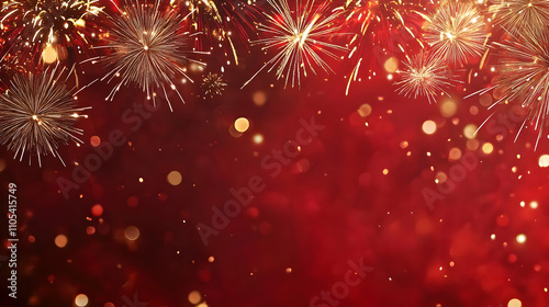 Red Festive Fireworks Background Illustration